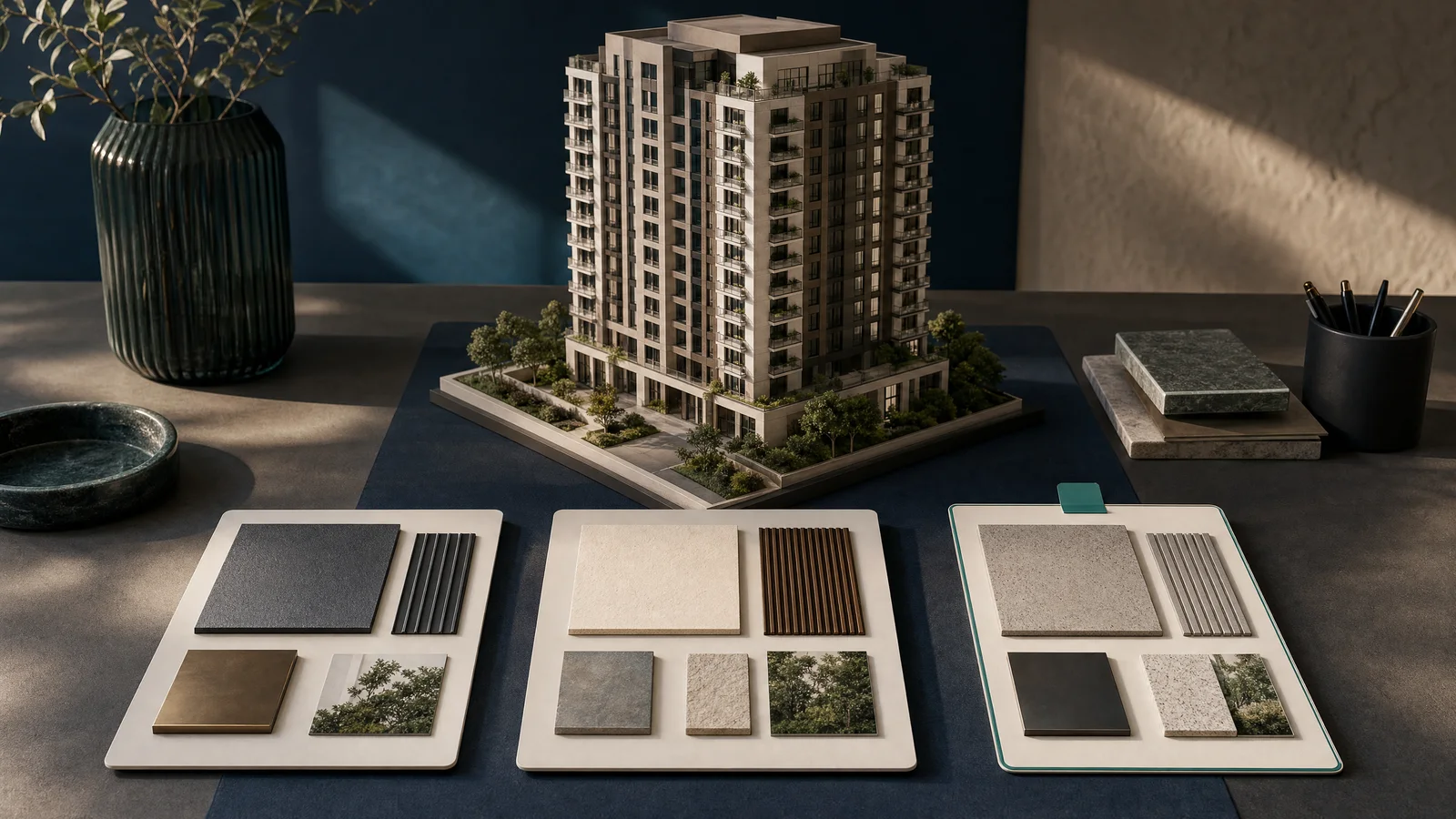مقارنة خيارات البرامج بجانب نموذج مشروع سكني تمثل تقييم أدوات المطور.